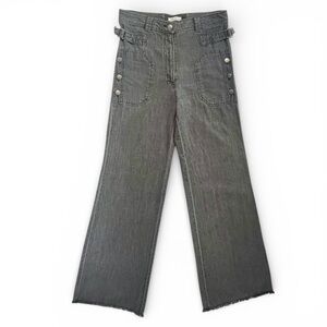 Ulla Johnson Grey Wide Chambray High Rise Buckle Raw Edge Buckle Utility Jeans 6